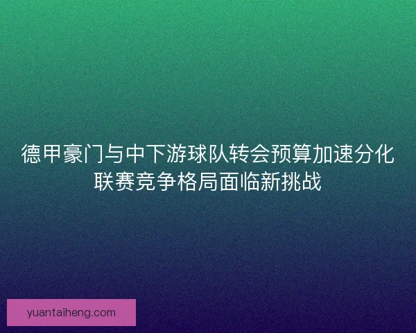 德甲豪门与中下游球队转会预算加速分化联赛竞争格局面临新挑战 德甲豪门与中下游球队转会预算加速分化联赛竞争格局面临新挑战
